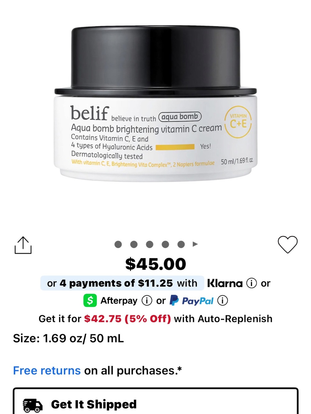 Aqua Bomb Brightening Vitamin C Cream - White